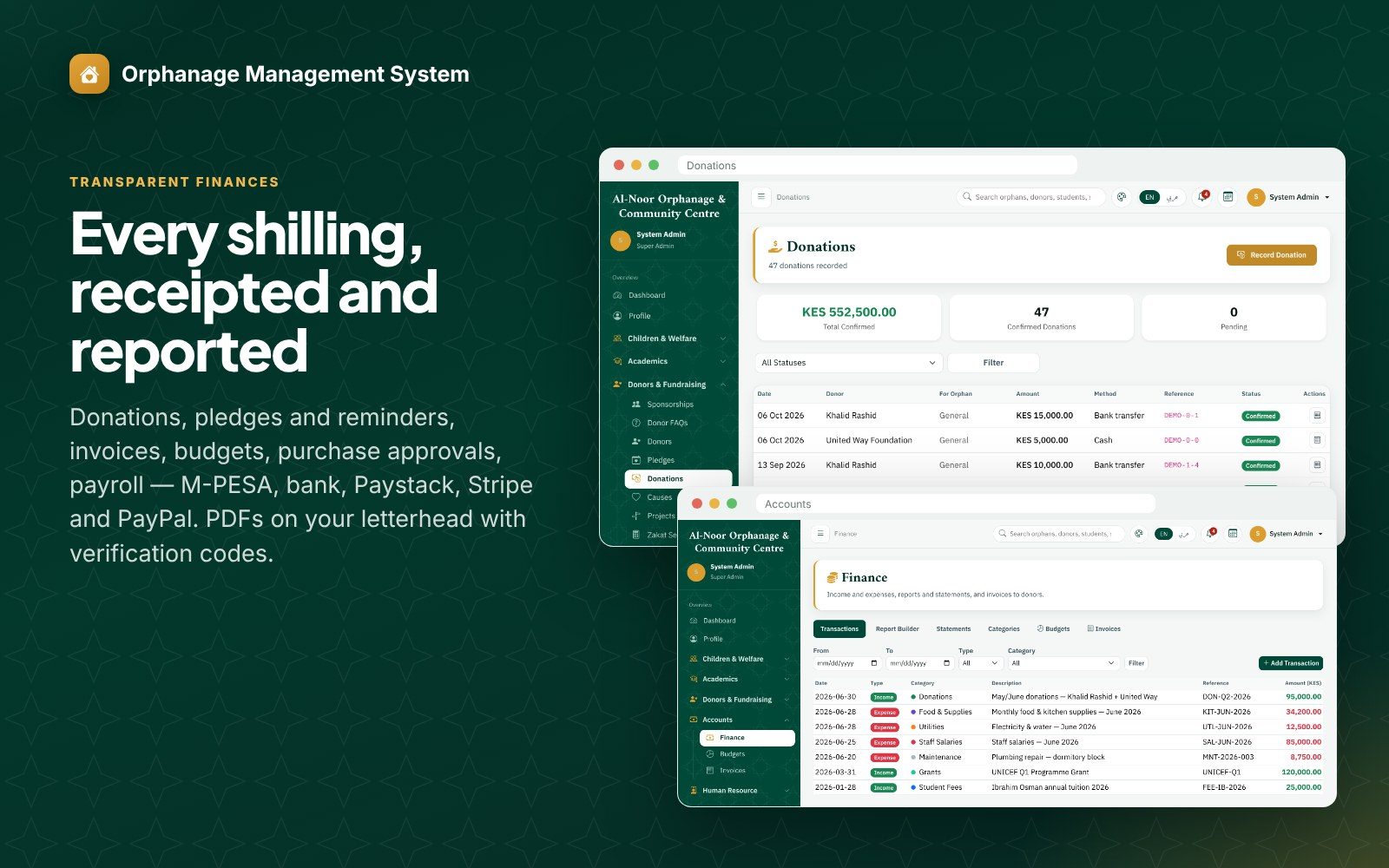 Multi-Branch Orphanage and School Management System (OMS) screenshot 6