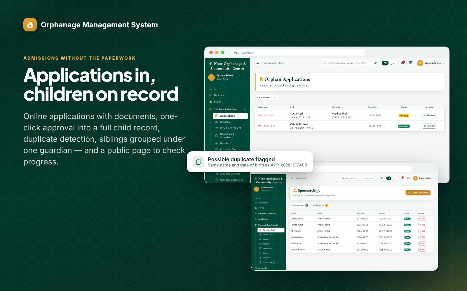 Multi-Branch Orphanage and School Management System (OMS) screenshot 5